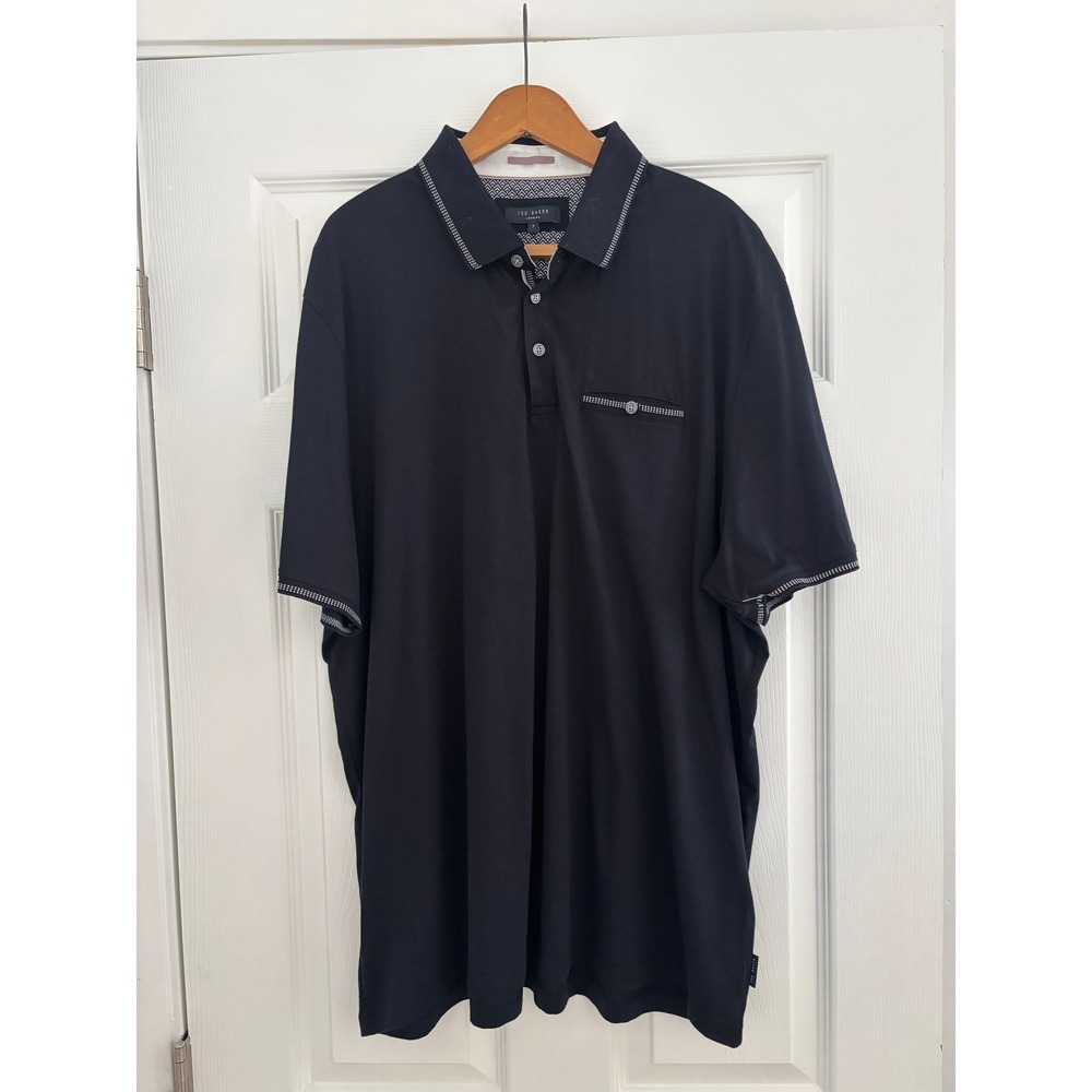 Ted Baker London Tortila Tipped Pocket Polo Cotton Modal Navy Size 7 (3XL)